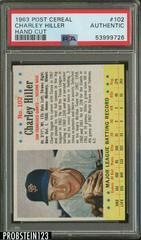 Charley Hiller [Hand Cut] #102 Baseball Cards 1963 Post Cereal Prices