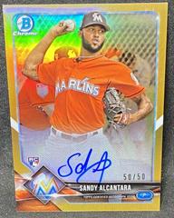 Sandy Alcantara [Gold Refactor] Baseball Cards 2018 Bowman Chrome Rookie Autographs Prices