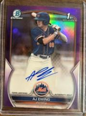 AJ Ewing [Purple] Baseball Cards 2023 Bowman Draft Chrome Prospect Autographs Prices