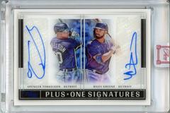 Riley Greene, Spencer Torkelson [Full Count] Baseball Cards 2022 Panini Three and Two Plus One Autographs Prices