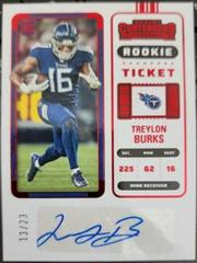 Treylon Burks [Red] #137 Football Cards 2022 Panini Zenith Contenders Rookie Ticket Autographs Prices