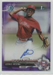 Adonis Medina [Chrome Purple Refractor] #CPA-AME Baseball Cards 2017 Bowman Prospect Autographs Prices