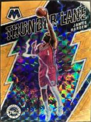 James Harden [Orange Fluorescent] Basketball Cards 2021 Panini Mosaic Thunder Lane Prices