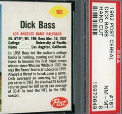 Dick Bass [Hand Cut] #161 Football Cards 1962 Post Cereal Prices