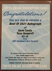 Aaron Zavala Baseball Cards 2021 Bowman’s Best of 2021 Autographs Prices