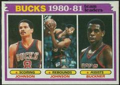 Bucks Team Leaders: Ma.Johnson, Mi.Johnson, Buckner Basketball Cards 1981 Topps Prices