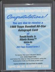 Ronald Acuna Jr. #88ASA-RA Baseball Cards 2023 Topps 1988 All Star Autographs Prices