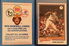 Don Gullett #8 Baseball Cards 1978 Burger King Yankees Prices