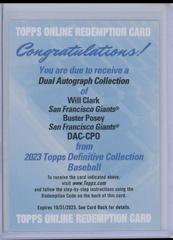 Will Clark, Buster Posey #DAC-CPO Baseball Cards 2023 Topps Definitive Dual Autograph Collection Prices