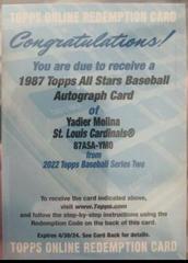 Yadier Molina #87ASA-YMO Baseball Cards 2022 Topps 1987 All Stars Autographs Prices