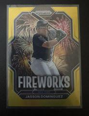 Jasson Dominguez [Gold] #F3 Baseball Cards 2023 Panini Prizm Fireworks Prices