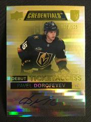 Pavel Dorofeyev [Yellow] Hockey Cards 2021 Upper Deck Credentials Debut Ticket Access Autographs Prices