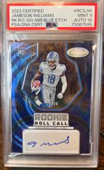 Jameson Williams [Blue Etch] #RCS-JW Football Cards 2022 Panini Certified Rookie Roll Call Signatures Prices