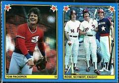 Rose, Paciorek, Schmidt, Knight Baseball Cards 1983 Fleer Sticker Panel Prices