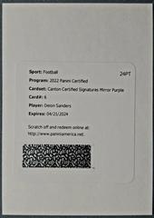 Deion Sanders [Purple Etch] #CCS-DS Football Cards 2022 Panini Certified Canton Signatures Prices