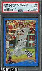 Mike Trout [Sliding Blue] #1 Baseball Cards 2014 Topps Opening Day Prices