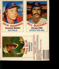 Bill Buckner, Rick Manning, Vida Blue [L Panel Hand Cut] Baseball Cards 1977 Hostess Prices