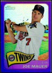 Joe Mauer [Team Logo Purple Refractor] #464 Baseball Cards 2014 Topps Heritage Chrome Prices
