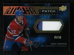 Cole Caufield [Gold Patch] Hockey Cards 2021 SPx UD Black Obsidian Rookie Jersey Prices