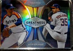 Nolan Ryan, Justin Verlander [Orange Refractor] Baseball Cards 2019 Topps Chrome Greatness Returns Prices