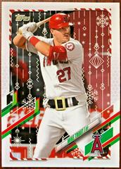 Mike Trout [Santa Belt SP] Baseball Cards 2021 Topps Holiday Mega Box Prices