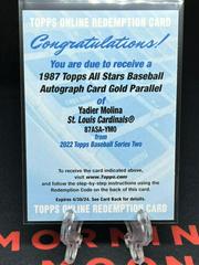 Yadier Molina [Gold] Baseball Cards 2022 Topps 1987 All Stars Autographs Prices