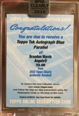 Brandon Marsh [Blue] #TEK-BM Baseball Cards 2022 Topps Clearly Authentic Tek Autographs Prices