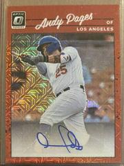 Andy Pages [Red Mojo] Baseball Cards 2023 Panini Donruss Optic Retro 1990 Signatures Prices
