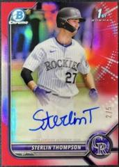 Sterlin Thompson [Red] #CDA-ST Baseball Cards 2022 Bowman Draft Chrome Autographs Prices