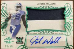 Javonte Williams [Green] #PA-JW2 Football Cards 2021 Leaf Trinity Patch Autographs Prices