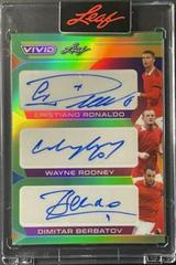 Cristiano Ronaldo , Wayne Rooney , Dimitar Berbatov [Green] #TA-21 Soccer Cards 2022 Leaf Vivid Triple Autographs Prices