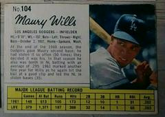 Maury Wills [Hand Cut] #104 Baseball Cards 1962 Jell O Prices