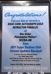 Alec Bohm [Gold Refractor] #SCCBA-AB Baseball Cards 2021 Stadium Club Chrome Autographs Prices