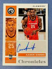 Aamir Simms #CR-ASI Basketball Cards 2021 Panini Chronicles Draft Picks Rookie Signatures Prices