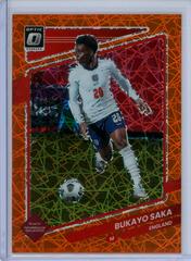 Bukayo Saka [Optic Orange Velocity] Soccer Cards 2021 Panini Donruss Road to Qatar Prices