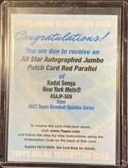 Kodai Senga [Red] Baseball Cards 2023 Topps Update All Star Autographs Jumbo Patch Prices