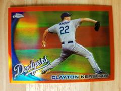 Clayton Kershaw [Orange Refractor] #3 Baseball Cards 2010 Topps Chrome Prices