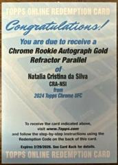 Natalia Cristina da Silva [Gold Refractor] #CRA-NSI Ufc Cards 2024 Topps Chrome UFC Rookie Autograph Prices