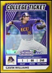 Gavin Williams [Gold] #33 Baseball Cards 2022 Panini Elite Extra Edition College Tickets Optic Prices