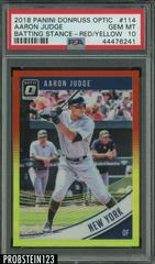 Aaron Judge [Batting Stance Red, Yellow] #114 Baseball Cards 2018 Panini Donruss Optic Prices