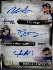 Benny Montgomery, Ezequiel Tovar, Zac Veen Baseball Cards 2022 Bowman Sterling Triple Refractor Autographs Prices