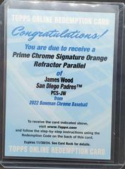 James Wood [Orange] #PCS-JW Baseball Cards 2022 Bowman Chrome Prime Signatures Prices