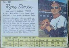Ryne Duren [Hand Cut] #81 Baseball Cards 1962 Jell O Prices