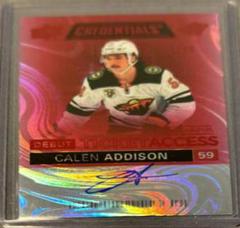 Calen Addison Hockey Cards 2021 Upper Deck Credentials Debut Ticket Access Autographs Prices