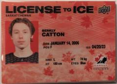 Berkly Catton [Red] Hockey Cards 2023 Upper Deck Team Canada Juniors License to Ice Prices