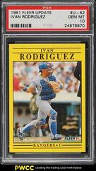 Ivan Rodriguez baseball card player worn jersey patch (Texas Rangers) 2002  Upper Deck Honor Roll #SSIR2