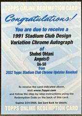 Shohei Ohtani #SCCBA-SO Baseball Cards 2022 Stadium Club Chrome Autographs Prices