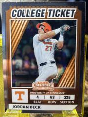 Jordan Beck Baseball Cards 2022 Panini Elite Extra Edition College Tickets Optic Prices