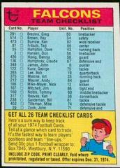 Atlanta Falcons Football Cards 1974 Topps Team Checklists Prices
