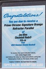 Jay Allen [Orange] Baseball Cards 2022 Bowman Chrome Prime Signatures Prices